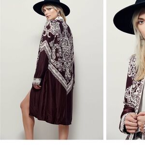 Free People Bandanna printed satin Kimono